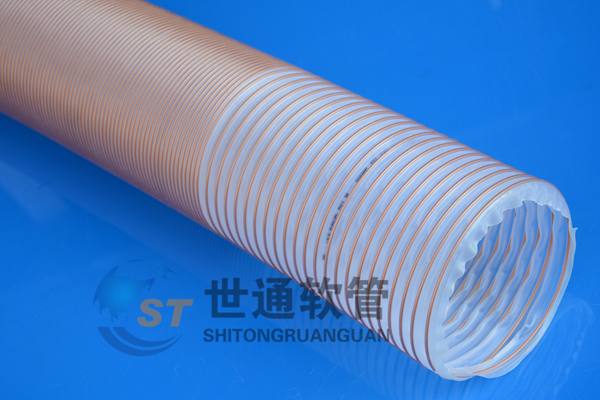 PU鋼絲伸縮軟管，PU鍍銅鋼絲軟管,PU伸縮吸塵通風軟管